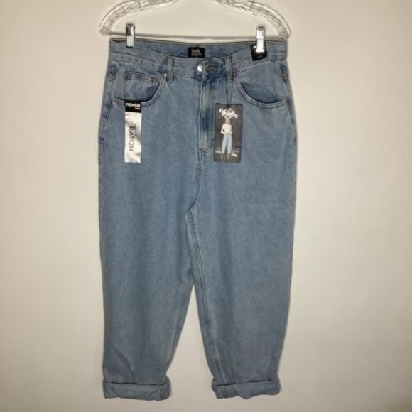 Simple Society Womens Roll Cuff Balloon Jeans Blue Size 11 NWT‎ - Picture 2 of 10